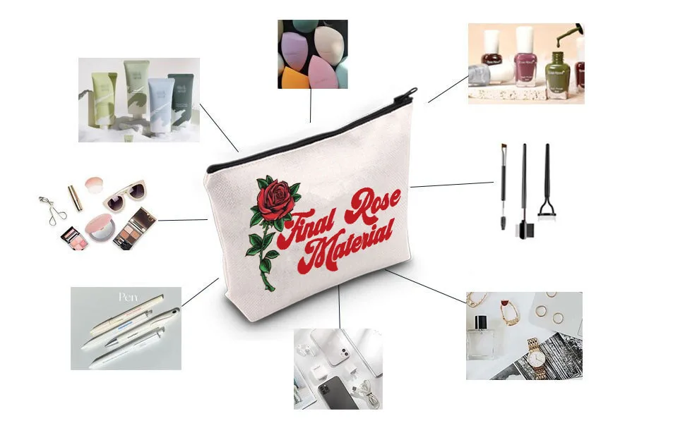 LEVLO Bachelorette Party Zippered Cosmetic Bag Inspired by the TV Series "Final Rose" Final Rose Materia  - product information 5