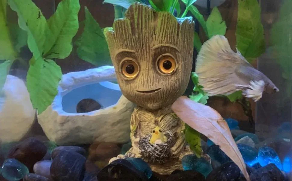SLOCME Aquarium Groot Air Bubbler Stone Decorations - with 2m/7ft Standard Airline Hose and Control Valve Accessories - SLOCME