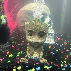 SLOCME Aquarium Groot Air Bubbler Stone Decorations - with 2m/7ft Standard Airline Hose and Control Valve Accessories - SLOCME