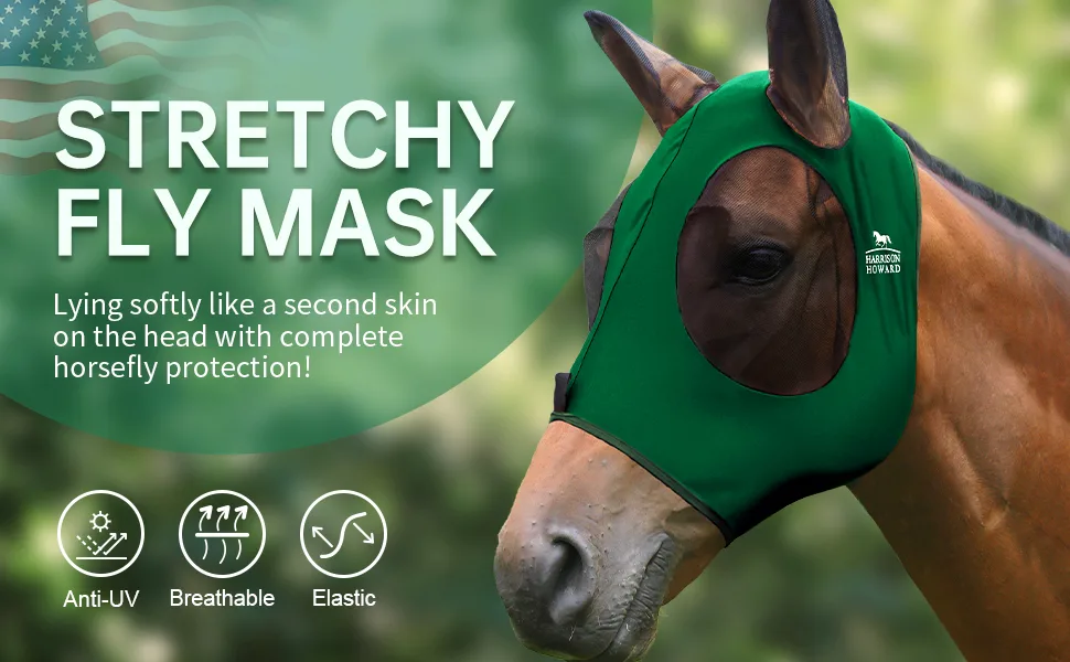 Harrison Howard Super Comfort Stretchy Fly Mask Large Eye Space with UV Protection Soft on Skin with Breathability Red M medium Red - product information 1