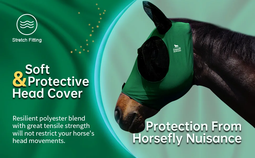 Harrison Howard Super Comfort Stretchy Fly Mask Large Eye Space with UV Protection Soft on Skin with Breathability Red M medium Red - product information 2