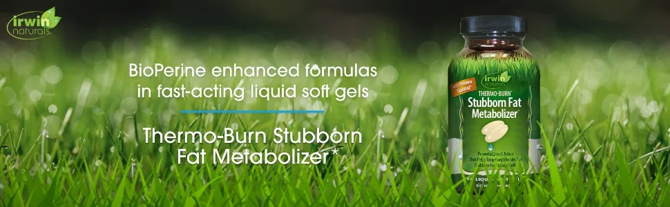 Irwin Naturals Thermo-Burn Stubborn Fat Metabolizer 60 Liquid Soft-Gels - BioPerine enhanced formulas in fast-acting liquid soft gels Thermo-Burn Stubborn Fat Metabolizer