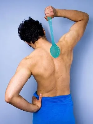 Bath brush back brush for showering skin massage body brush with soft bristles for women men blue - product information 2