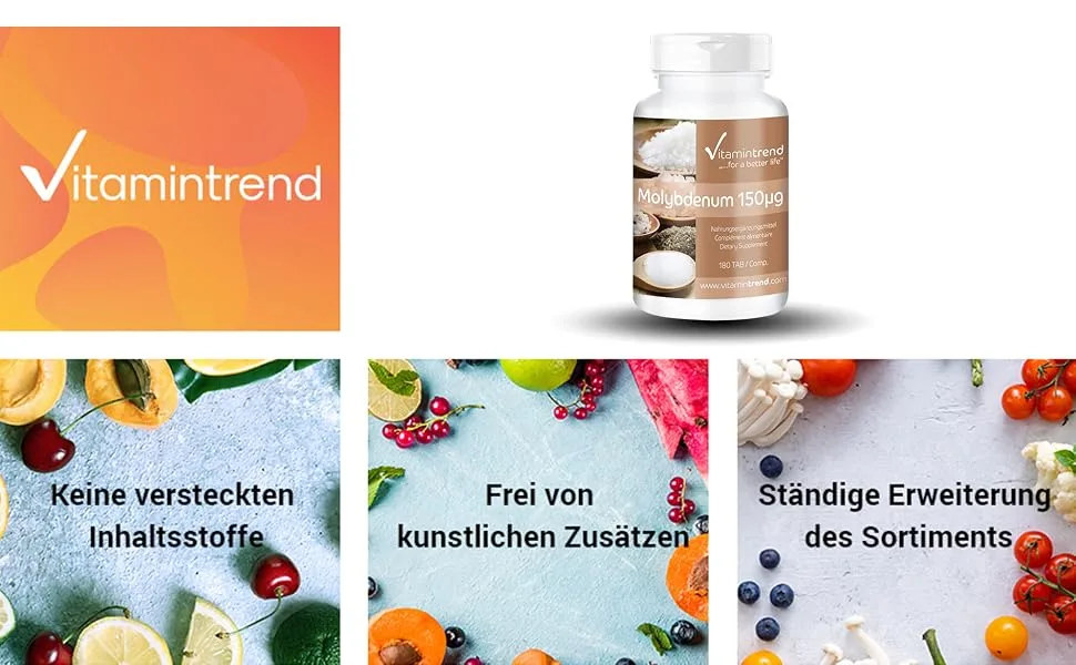 Molybdenum 150mcg - 180 tablets - ! FOR 6 MONTHS ! - vegan - essential trace element | Vitamintrend  - product information 1