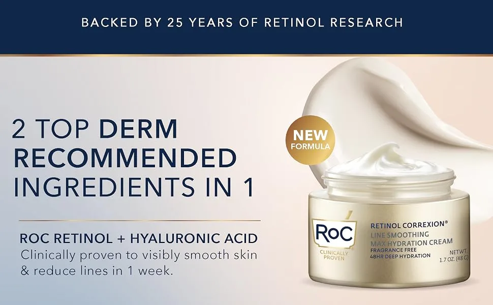 RoC Retinol Correxion Max Hydration Cream Fragrance Free 1.7 oz (48 g) - Max Hydration New Formula
