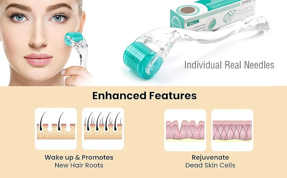 Dermaroller with 192 needles microneedle system anti-aging against acne stretch marks cellulite skin loss hair loss 0.5 mm - gesichtsroller micronadel-roller für damen