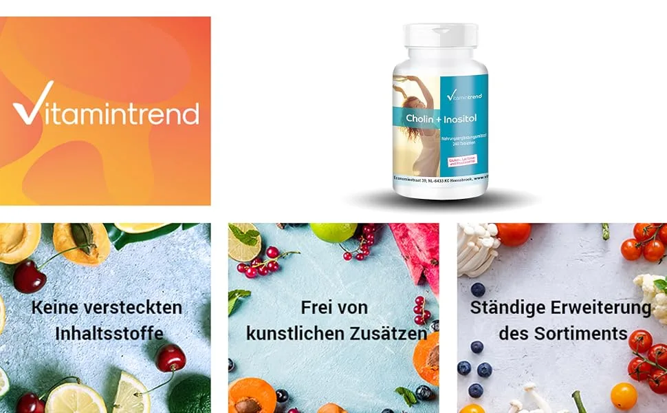 Choline + Inositol tablets! 8-MONTH SUPPLY! 240 vegan tablets | Vitamintrend  - product information 1