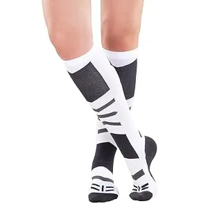 COMPREX compression stockings |The all -rounder for skiing leisure travel pregnancy |Breathable |Compression |Ski socks (white/gray 35-38) - Kompressionsocken Kompressionstrumpf Thrombosestrümpfe Skisocken