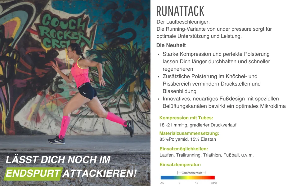 Sport compression stocking under pressure Runattack compression: 18-21mmhg i high performance running stocking size.39-42 (calf scope: 30-41cm) Petrol - Runattack, der Laufbeschleuniger
