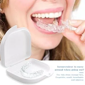 Press brush set braces cleaner braces cleaning socket Storage box clean and store (blue toothbrush) for braces or dentures (blue toothbrush) - Weiße Aufbewahrungsbox