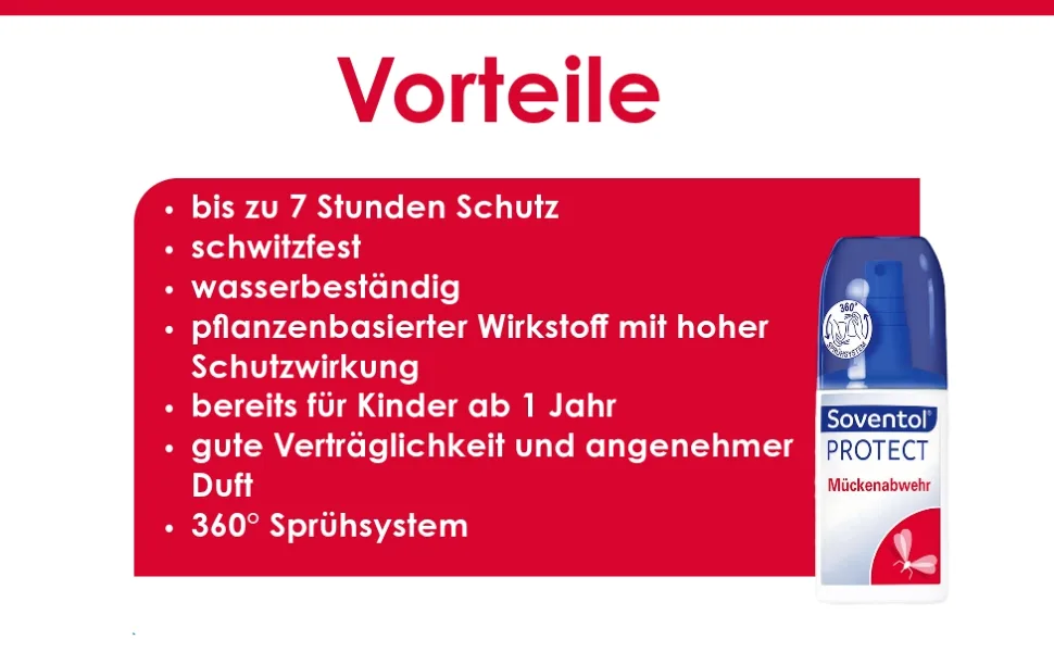 Soventol Protect M cke Intensive protection spray 100 ml for mosquito defense - water -resistant - from 1 year - well tolerated - pleasant smell - Schutzspray, Mückenstich vorbeugen, Mückenabwehr, Zeckenabwehr, Insektenschutz, Zeckenschutz
