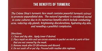 The Creme Shop Turmeric Beauty Face Mask Pack 5 Sheets 4.41 oz (125 g) - Turmeric