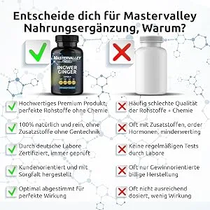 Ginger capsules |Ginger extract |High dose |1000 mg daily dose |Plant |Without additives |120 capsules |Made in Germany |Mastervalley - Premium Qualität