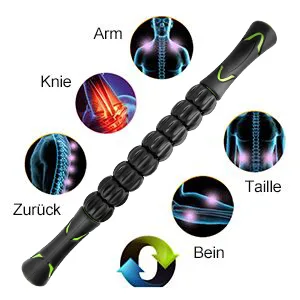 Chaochi massage roller muscle roller stick - ultraportable massage device deep massage roller for trigger points - relief sore muscles - physiotherapy black - Muskel Massageroller