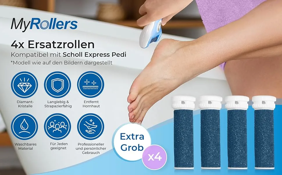4 x Express Pedi Refill Extra Coarse Replacement Rolls for Scholl - myrollers
