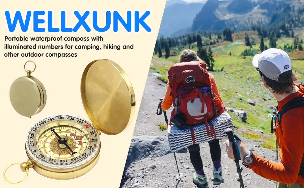 WELLXUNK Compass Navigation Compass Portable Waterproof Compass with Luminous Numbers for Camping Hiking and Other Compass Outdoor - Navigationskompass