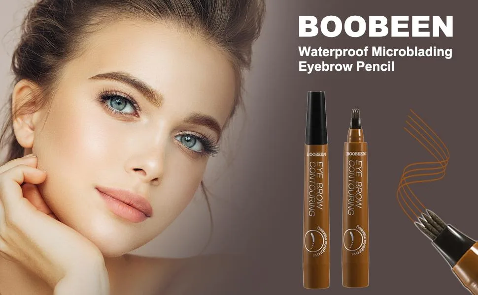 Boobeen Eyebrow Pencil Eyebrow Pencil with Micro Fork Tip Applicator Effortlessly Creates Natural Looking Brows Grey-Brown - product information 1