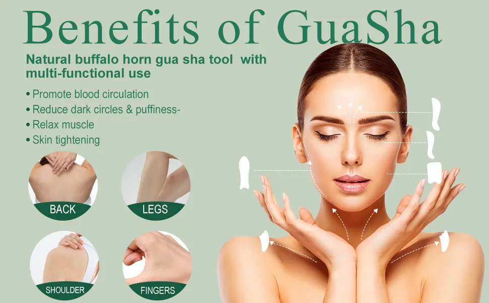 Buffalo Horn Gua Sha Guasha Board Massage Tool Set 5 Piece Set - Büffelhorn Gua Sha Guasha Board Massage Tool Set