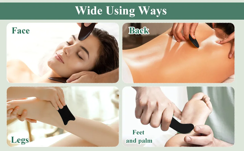 Buffalo Horn Gua Sha Guasha Board Massage Tool Set 5 Piece Set - Büffelhorn Gua Sha Guasha Board Massage Tool Set