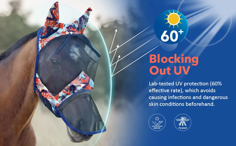 Harrison Howard CareMaster Horse Fly Mask Long Nose with Ears UV Protection for Horses Pinecone (L) L Pinecone - image-2
