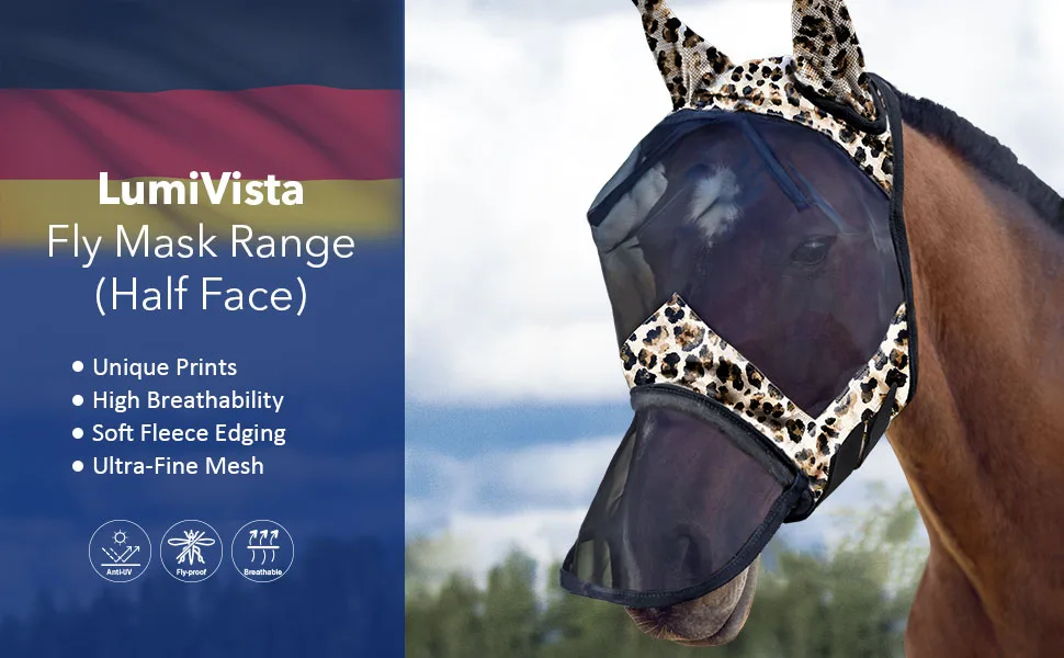 Harrison Howard CareMaster Horse Fly Mask Long Nose with Ears UV Protection for Horses-Abstract Graffiti (M) M Abstract Graffiti - image-2