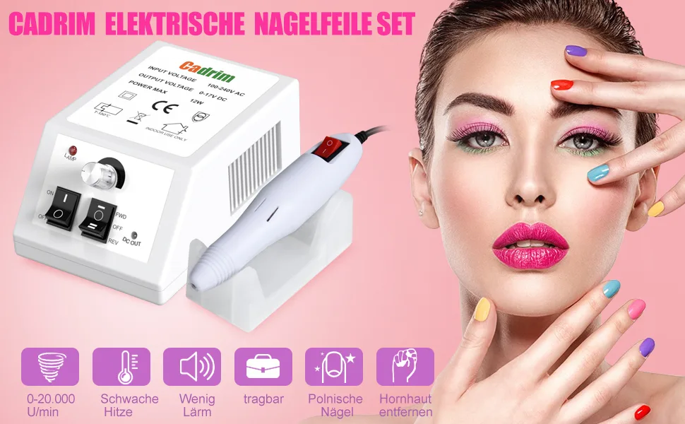 Electrical nail cutter electrical nail file Set 20 000 rpm manicure pedicure electrically for nail studio Personal DIY manicure white - 9896