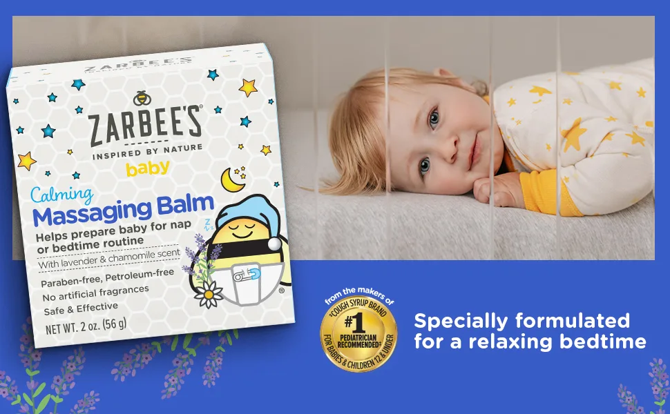 Zarbee's Baby Calming Massaging Balm with Lavender & Chamomile Scent 2 oz (56 g) - Calming massage Balm
