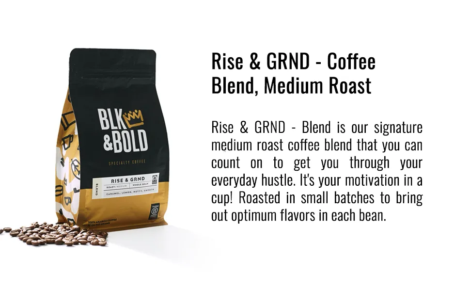 BLK & Bold Specialty Coffee Whole Bean Medium Rise & GRND 12 oz (340 g) - product information 4