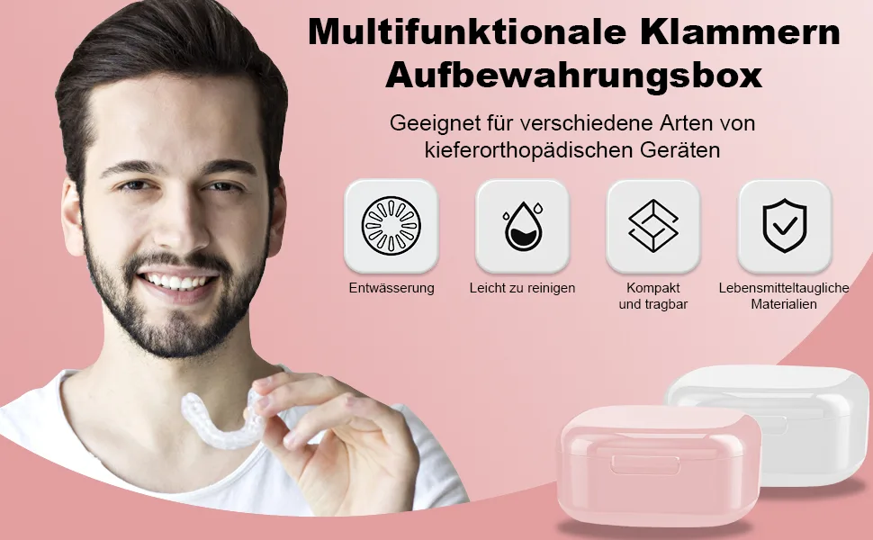 GMedHC braces with sieve portable prosthetic dinner cover invisible tooth clamp storage box prosthesis box for bracket cleaning box white b - gmedhc