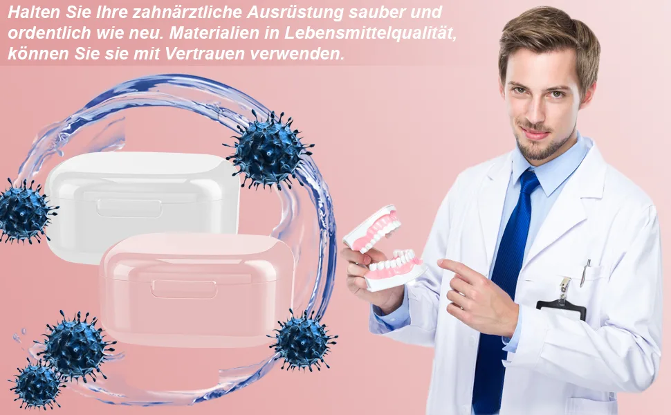GMedHC braces with sieve portable prosthetic dinner cover invisible tooth clamp storage box prosthesis box for bracket cleaning box white b - GmeDhc