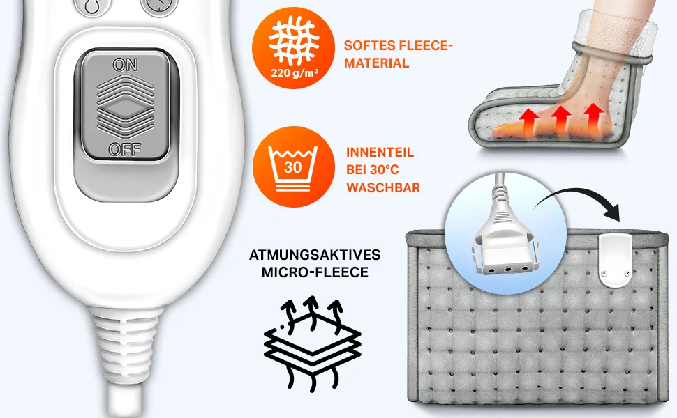 sinnlein foot warmer with 6 temperature levels & timer | electric foot heating | overheating protection & automatic switch-off gray - Fußwärmer