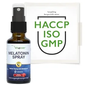 Melatonin spray - immediate spray with 0.5 mg melatonin per spray - sleep spray - without alcohol - laboratory test - vegan - raspberry taste - 30 ml of raspberry - Melatonin Spray Himbeere