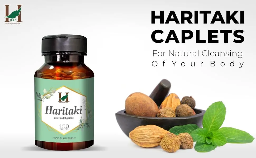 H&C Haritaki Caplets/Tablets (Terminalia Chebula) 750 mg 150 pieces | Detoxification & Rejuvenation for Vata 750 mg Capsules - SPN-FOR1
