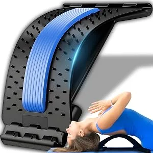 Retoo back extensor back massage device backhoard for lower and upper lumbar spine pain relief back stretcher back trainer for lumbar spine back pain blue - product information 2