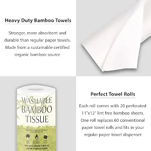 Tanness 2 x bamboo kitchen rolls | washable kitchen towels made of bamboo fibers | softer and more absorbent than normal paper - Bambus 3