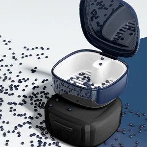 GMedHC braces with sieve portable prosthetic dinner cover invisible tooth cheeks storage box double -layer hollow drain prosthesis box for bracket cleaning box blue B - GmeDhc