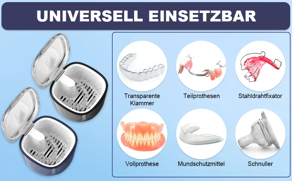 GMedHC braces with sieve portable prosthesis dinner cover invisible dental storage box double -layer hollow drain prosthesis box for bracket cleaning box blue A - GmeDhc Zahnspangendose mit Sieb