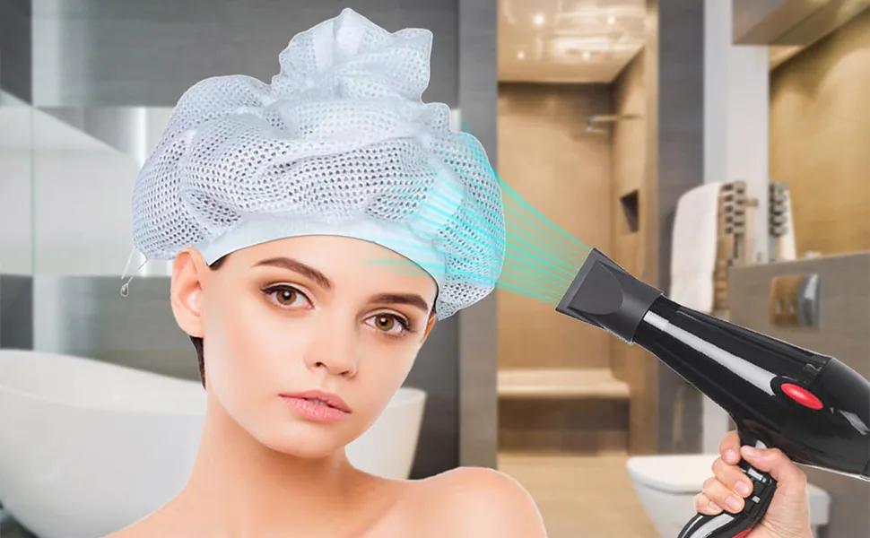 Ruzister network ploping cap for drying curly hair hair network for drying mesh ploping cap mesh ploping hood with adjustable strap net ploping - product information 3