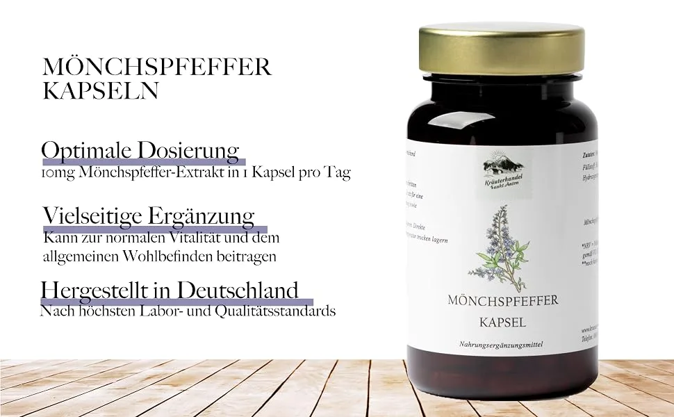 KR UTERHANDEL SANKT ANTON - Monk's pepper capsules - 10 mg monk's pepper extract - High dosage 180 capsules - German premium quality - product information 2