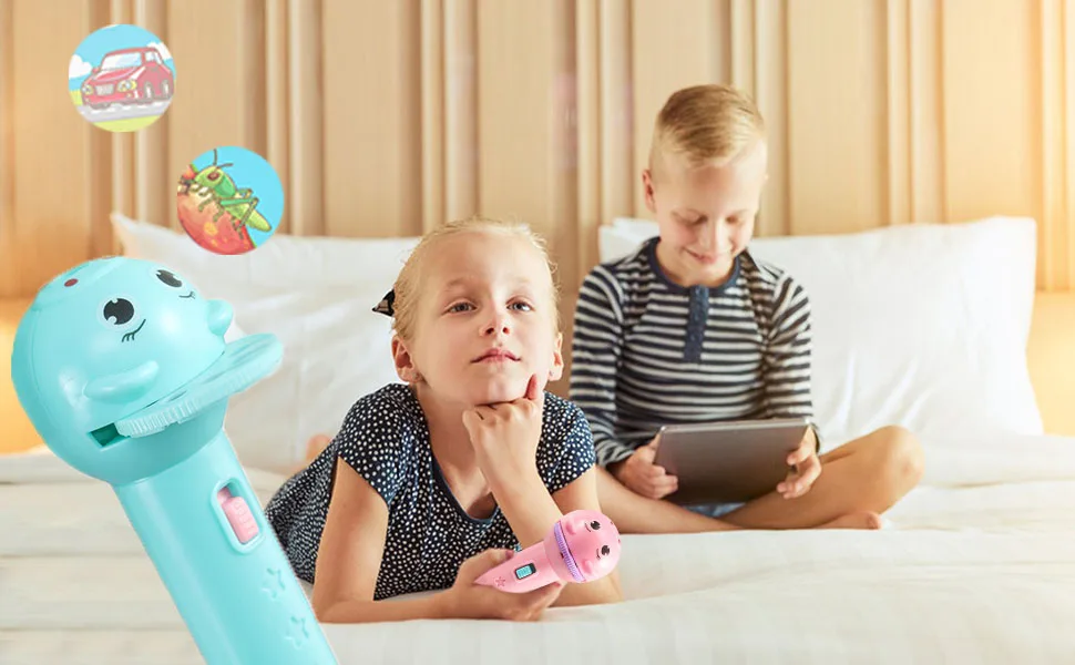 Children projector flashlight flashlight projector for children slide projector flashlight history projector projection light Toy for early childhood education toddlers children 2 pieces - product information 3