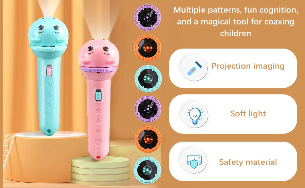Children projector flashlight flashlight projector for children slide projector flashlight history projector projection light Toy for early childhood education toddlers children 2 pieces - product information 5