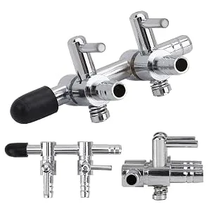 Movoja AQ air aquarium air distributor |2 subject |Continuously regulated |Variants: 2-10 times |Stainless steel |Distributed air flow regulator aquariums 2x - connectors - Ansicht