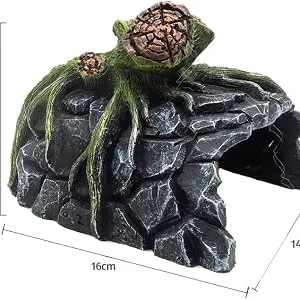 Movoja aquarium decoration - large cave with tree stump - for sweet and salt water - also for turtles - tree trunk sawn -out or aquaristics covered - Baumstumpf Aquarium