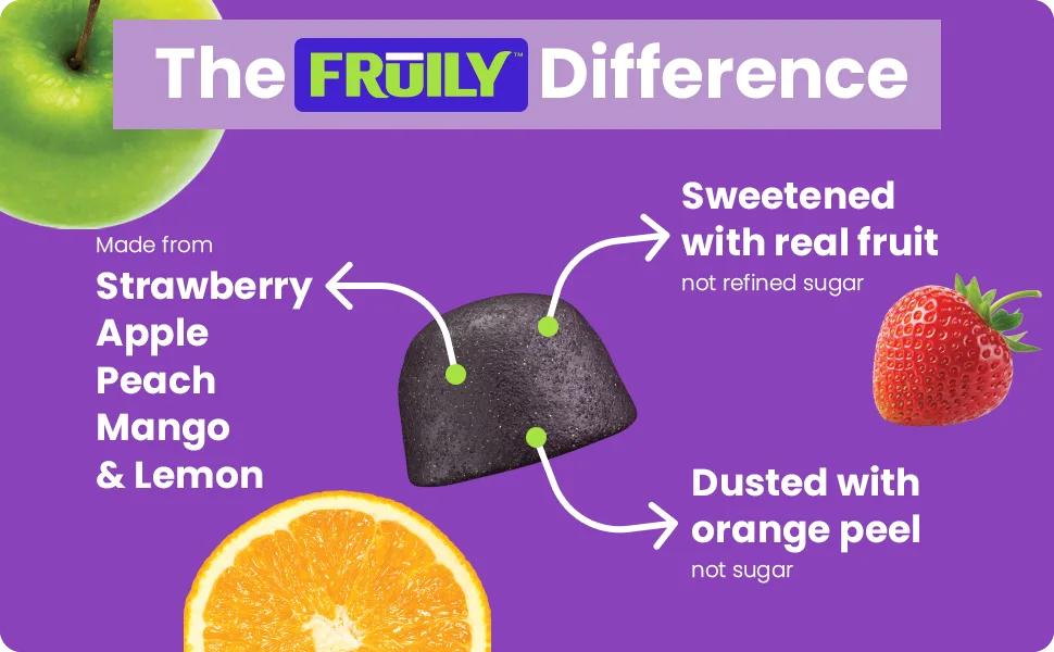 Fruily Organic Biotin Hair Skin & Nails with Vitamins C & E Silica Mixed Fruit 60 Gummies - product information 3