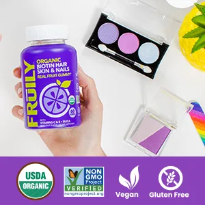Fruily Organic Biotin Hair Skin & Nails with Vitamins C & E Silica Mixed Fruit 60 Gummies - product information 7