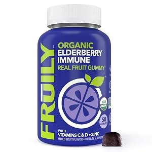 Fruily Organic Elderberry Immune with Vitamins C & D Zinc Mixed Fruit 50 Gummies - product information 2