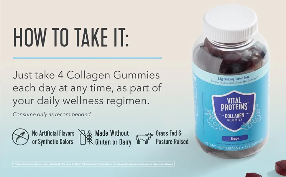Vital Proteins Collagen Gummies Grape 120 Gummies - product information 3