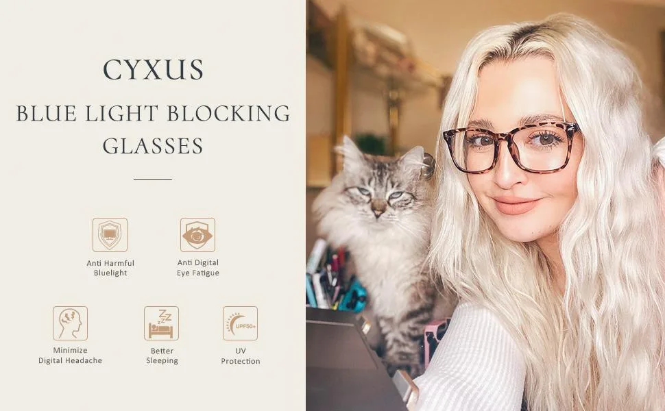 Cyxus glasses blue light filter glasses without strength anti-blue lights from laptops smartphones tablets and other screens 15-black & leopard - blaulichtfilter brille damen