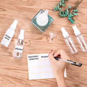 Atomizer 6 pieces 50ml transparent empty spray bottle plastic fine fog bottle refillable perfumed scale with funnel and label sticker for on the go white 6x50ml 6x50ml-white - Mit Trichtern und Etikettenaufklebern können Sie diese Zerstäuber einfach verwenden.