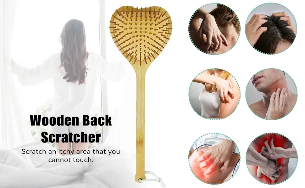 Sacjkt back scratch wood back scratch back scratch hand with long handle lovely back scratch for back and waist scratch -hand back massage (40cm wood color) - Rückenkratzer